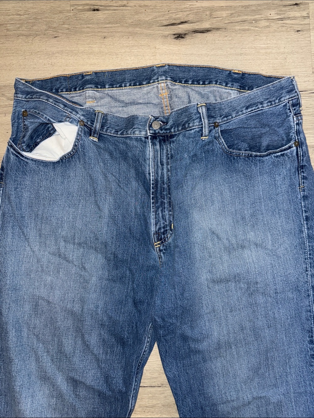 Polo Ralph Lauren Mens Classic Fit 867 Blue Denim Jeans 46B x 32 Medium Wash - Picture 6 of 9